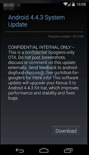 Android 4.4.3, Nexus 5