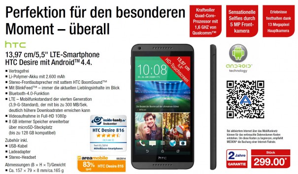 HTC Desire 816 ab 26. Juni bei Aldi Nord erhältlich
