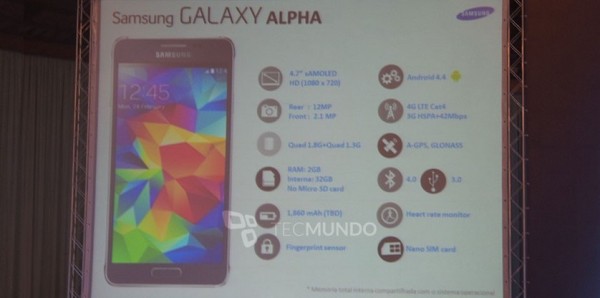 Samsung GALAXY Alpha Spezifikationen geleakt