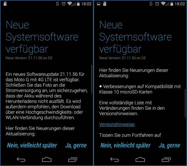 Motorola Moto G LTE Build 21.11.56 veröffentlicht