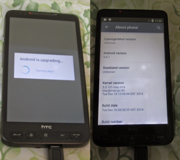 HTC HD2 läuft auch mit Android 5.0 Lollipop