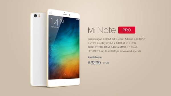 Xiaomi Mi Note Pro offiziell vorgestellt