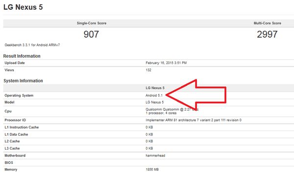 Nexus 5 Android 5.1 Lollipop