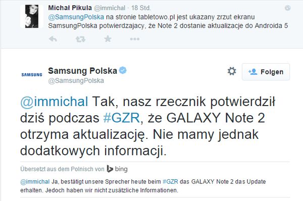 Samsung Galaxy Note 2 Android Lollipop