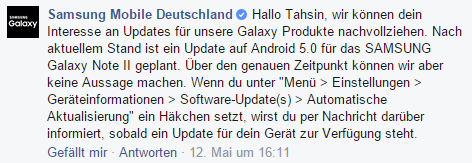 Samsung Galaxy Note 2 Android 5.0 Lollipop