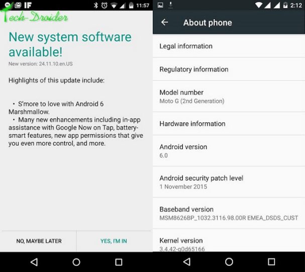 Motorola Moto G 2014 Android 6.0 Marshmallow Soak-Test gestartet
