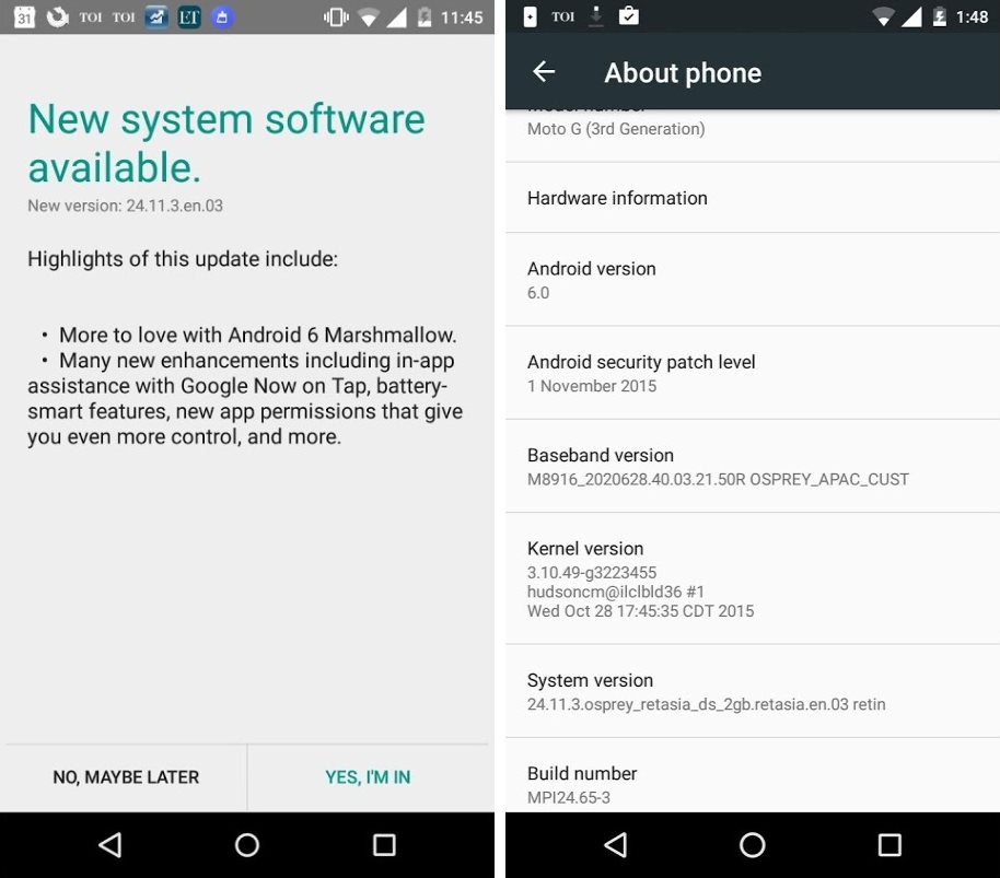 Motorola Moto G 2015: Android 6.0 Marshmallow Test läuft