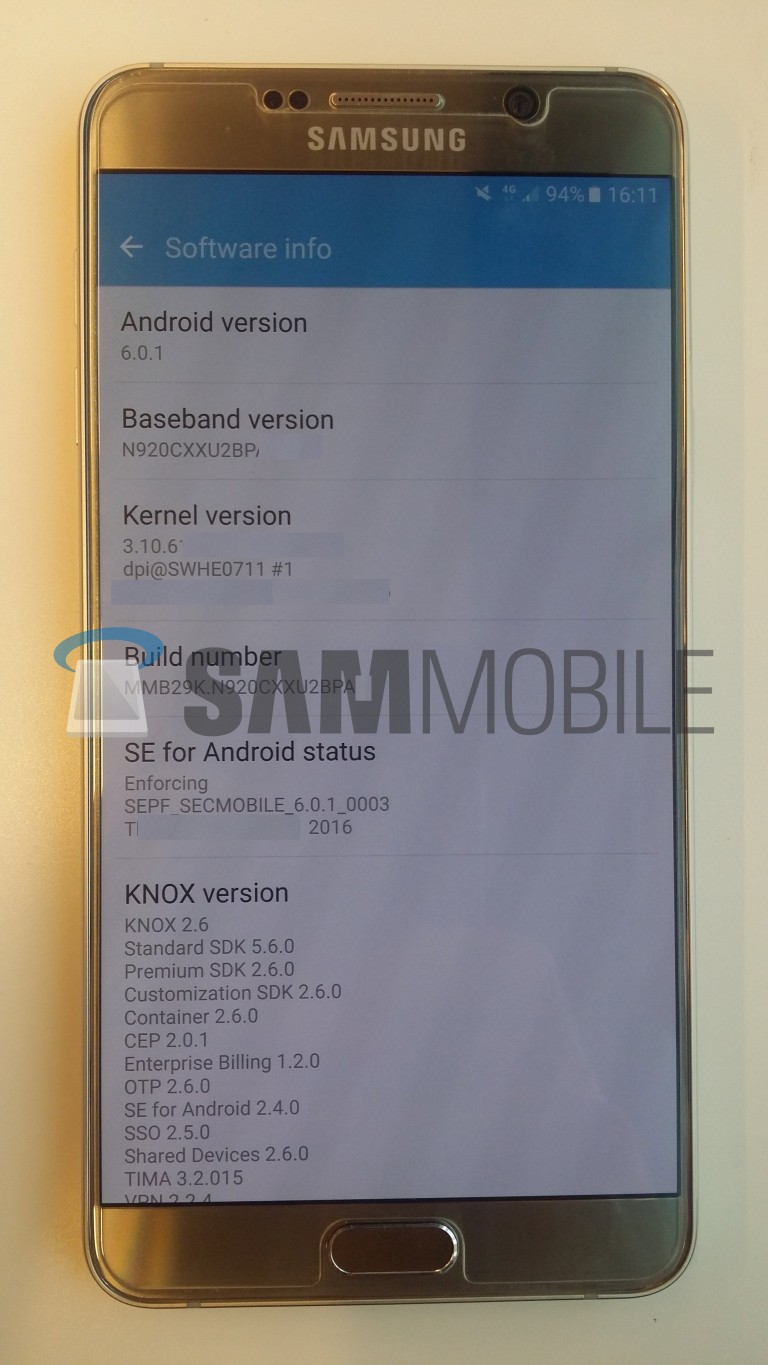 Samsung Galaxy Note 5 Android 6.0.1 Marshmallow Bilder