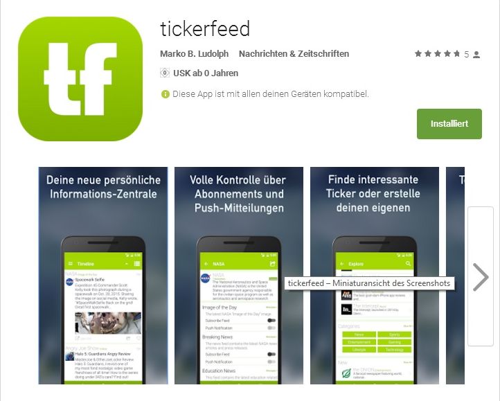 tickerfeed Android App