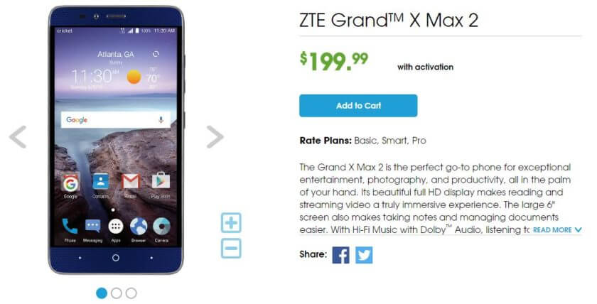 ZTE Grand X Max 2 Android Smartphone