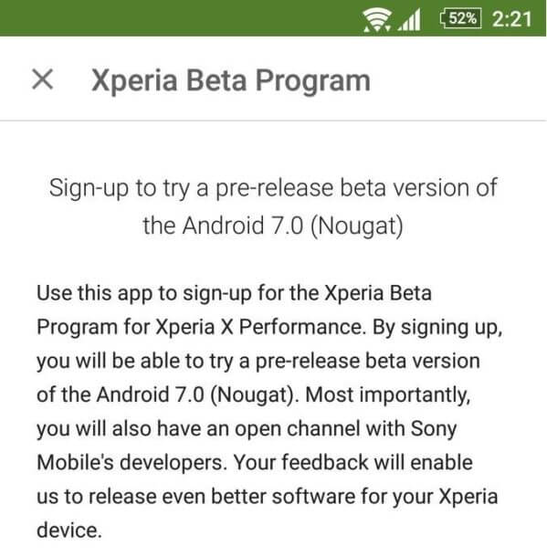 Sony Xperia X Performance Android 7.0 Nougat