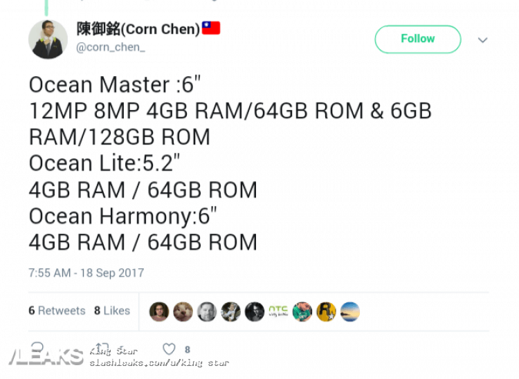 HTC Ocean Harmony, HTC Ocean Lite und HTC Ocean Master Android Smartphone