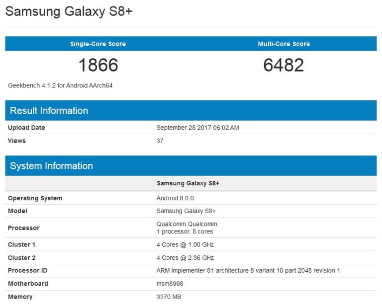 Samsung Galaxy S8+ Android Smartphone