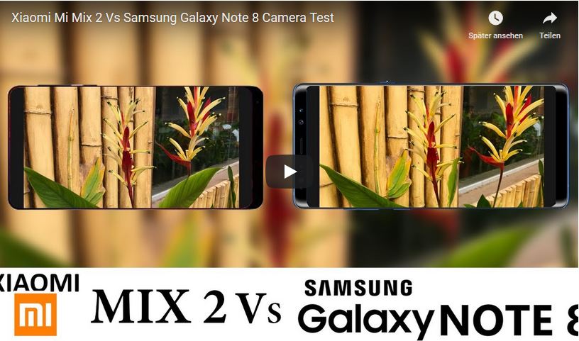 Xiaomi Mi Mix 2 und Samsung Galaxy Note 8 Android Smartphones