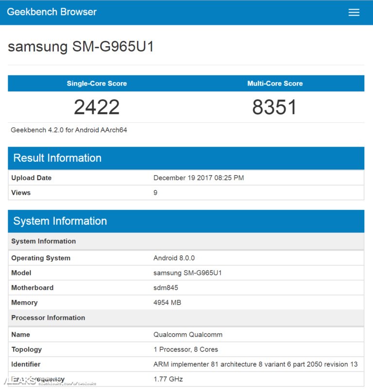 Samsung Galaxy S9+ im Geekbench aufgetaucht