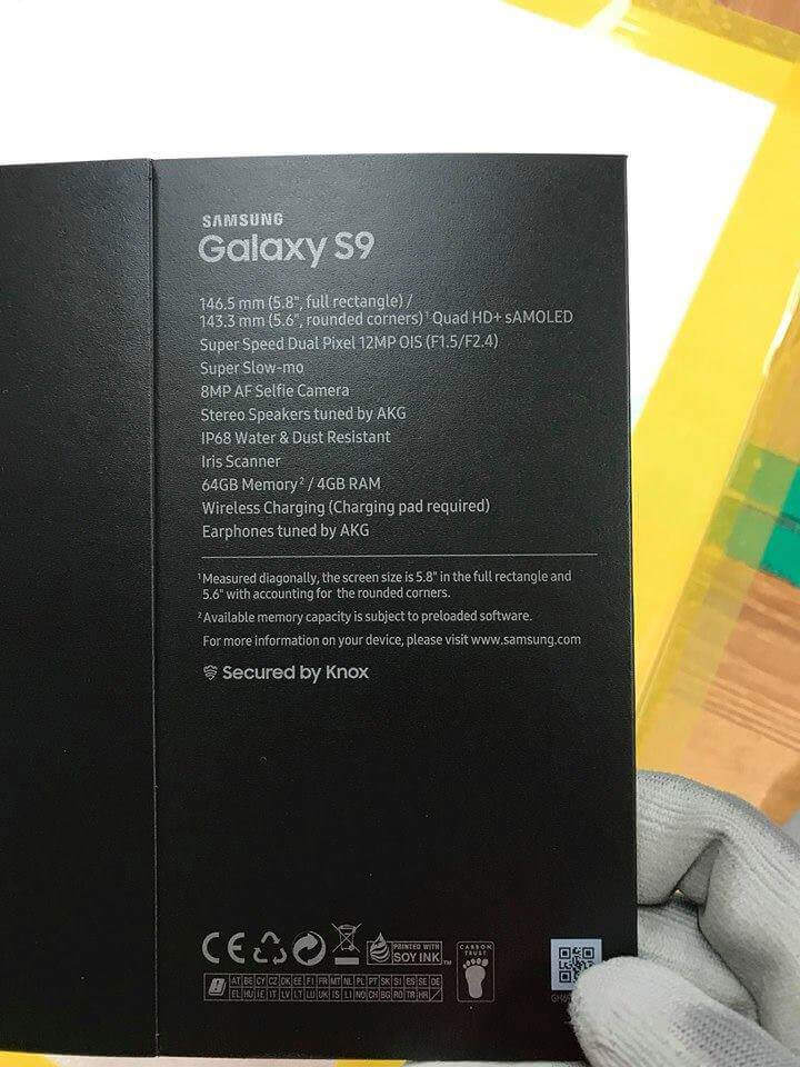 Samsung Galaxy S9: Angebliche Verpackung soll Spezifikationen verraten