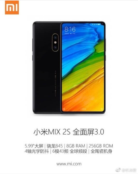 Xiaomi Mi Mix 2s Android Smartphone