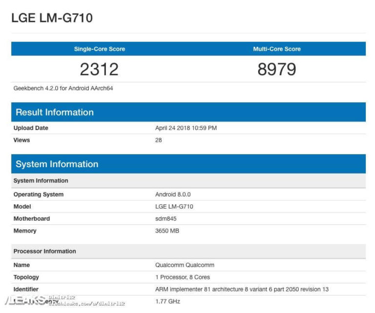 LG G7 ThinQ: Benchmark-Eintrag und neues Bild
