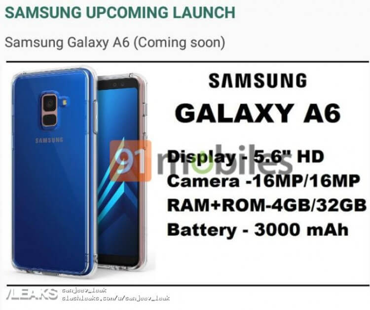 Samsung Galaxy A6 2018 Android Smartphone