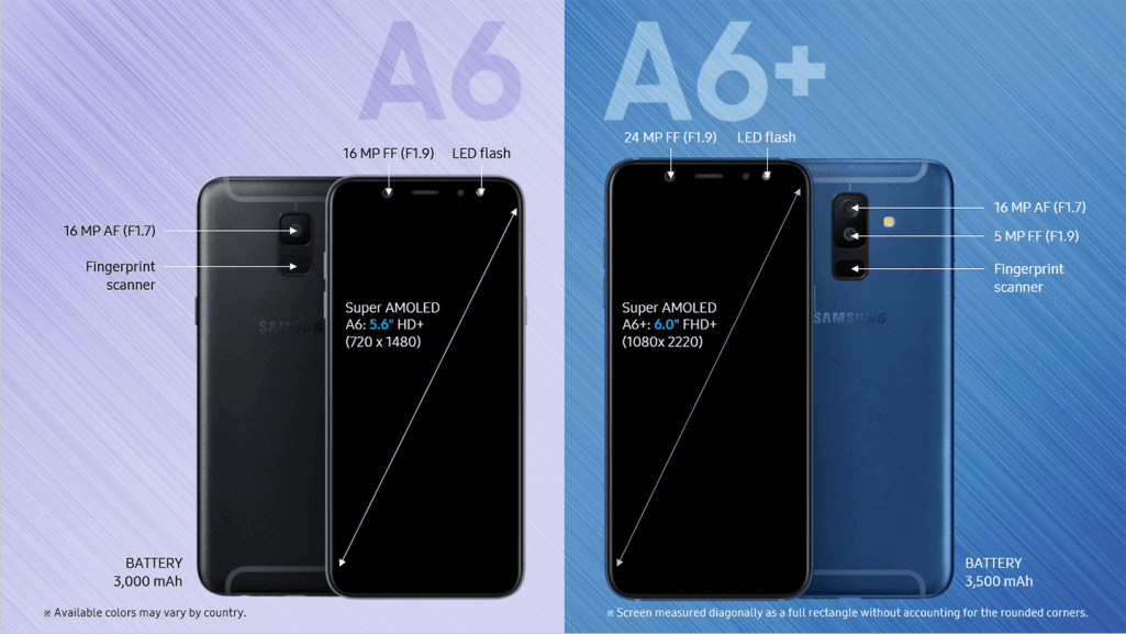 Samsung Galaxy A6 2018 und Galaxy A6+ 2018 Android Smartphone