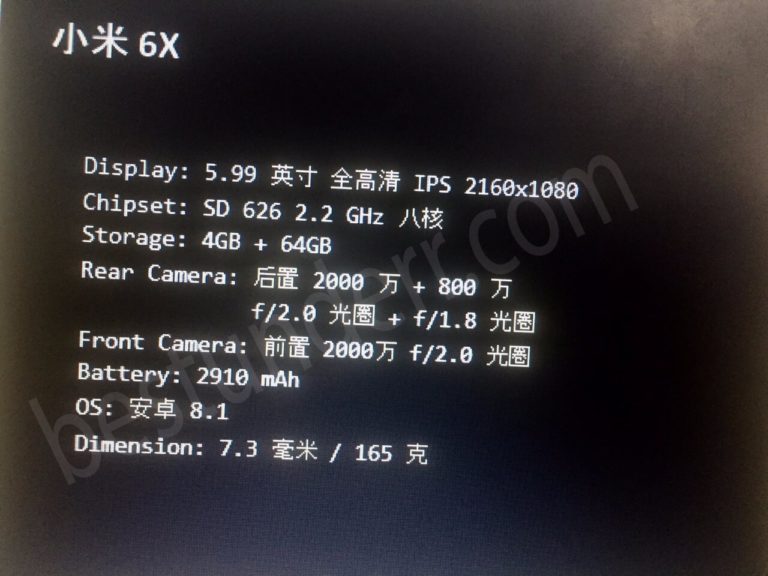Xiaomi Mi A2 Spezifikationen geleakt