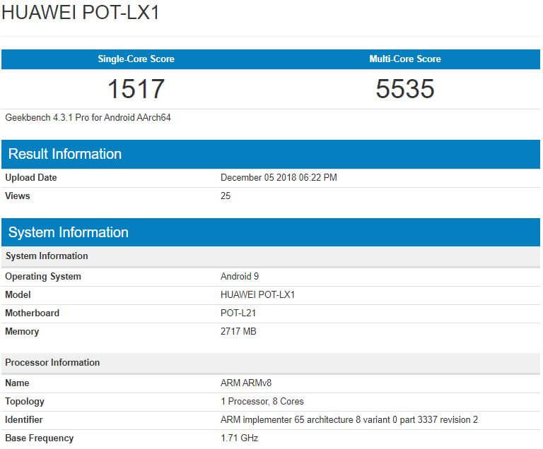 Huawei P Smart 2019 Benchmark