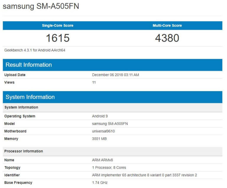 Samsung Galaxy A50 Benchmark