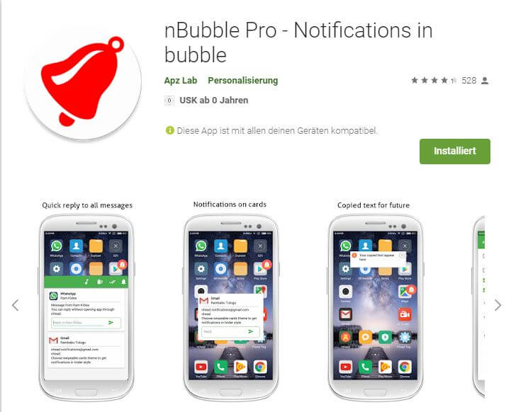 nBubble Pro gerade gratis statt für 69 Cent im Play Store erhältlich