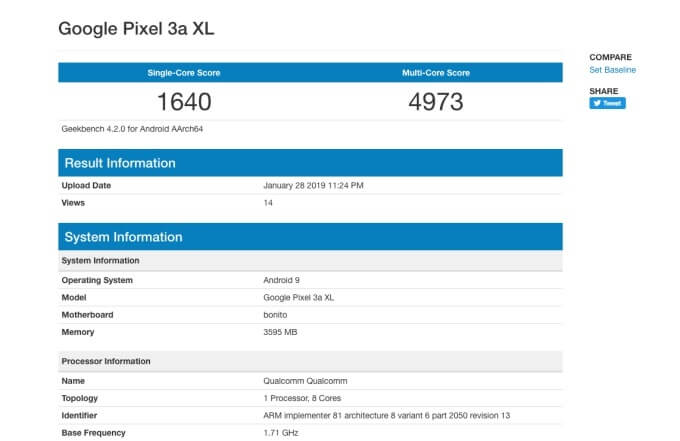 Google Pixel 3a XL Benchmark