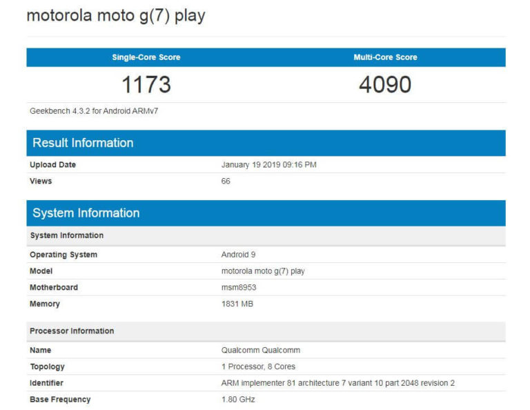 Motorola Moto G7 Play Benchmark