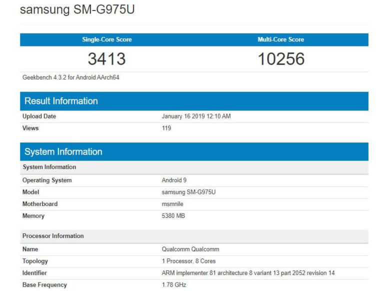 Samsung Galaxy S10+ Benchmark