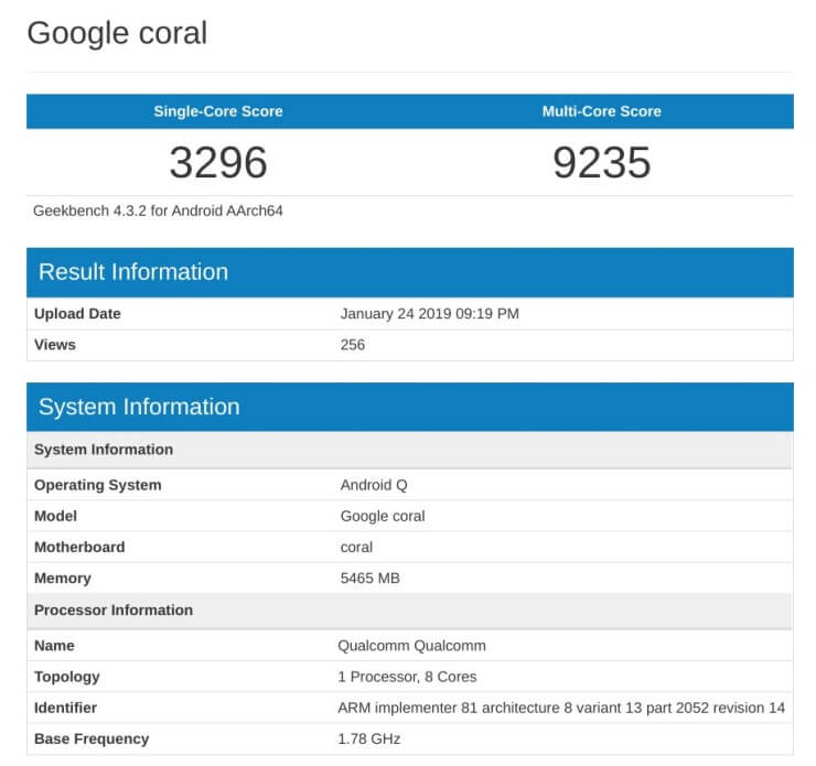 Unbekanntes Google-Smartphone „Coral“ mit Snapdragon 855 im Geekbench aufgetaucht
