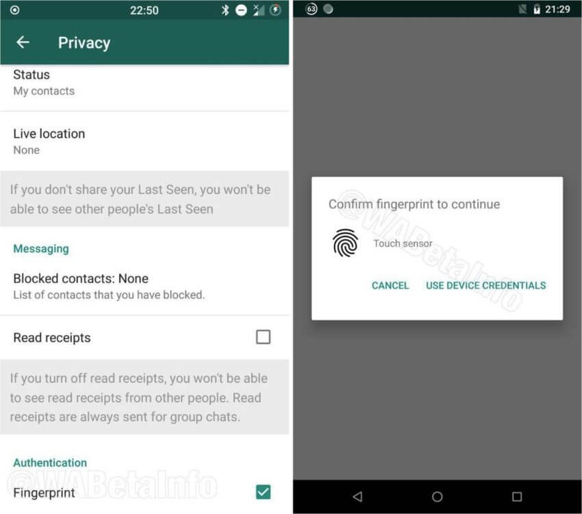 WhatsApp Fingerabdruck Leak