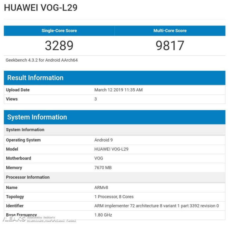 Huawei P30 Pro Geekbench-Benchmark