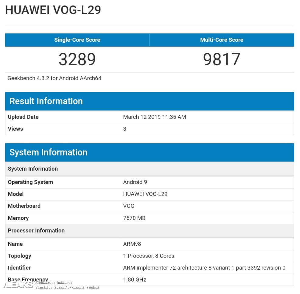 Huawei P30 Pro Geekbench-Benchmark