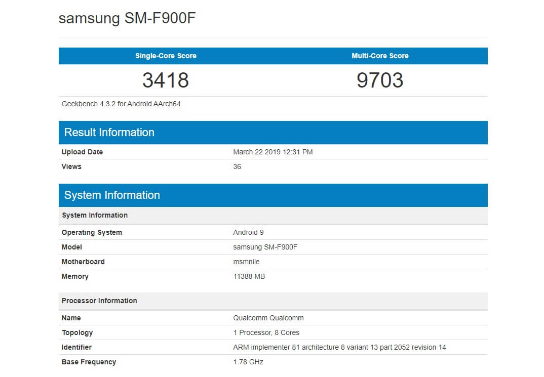 Samsung Galaxy Fold Benchmark