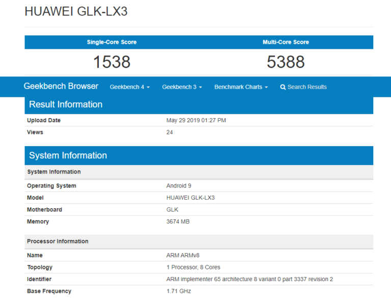Huawei Nova 5i zeigt sich im GeekBench