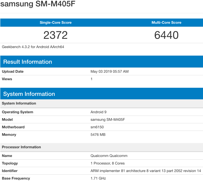 Samsung Galaxy M40 zeigt sich im Geekbench