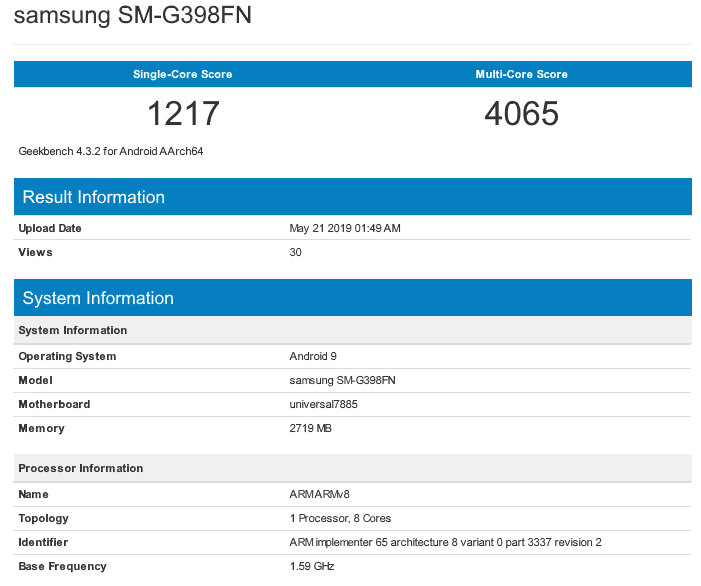 Samsung Galaxy Xcover 5 Geekbench