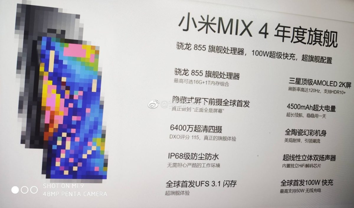 Xiaomi Mi Mix 4 Spezifikationen Leak