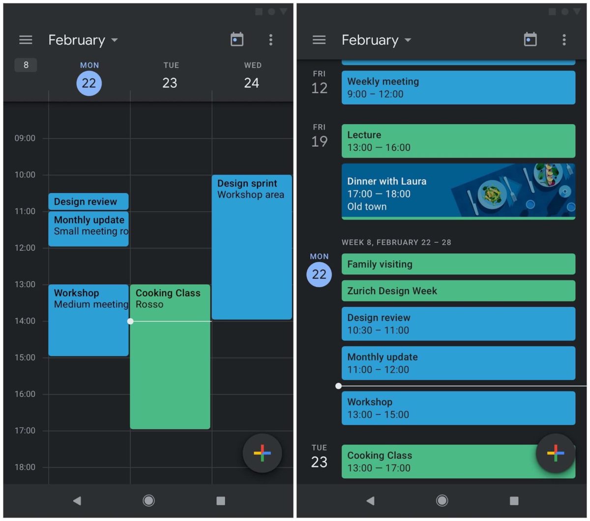 Google Kalender Android Dark Mode