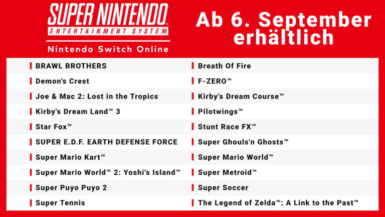 Nintendo Switch Online 20 SNES Spiele September 2019