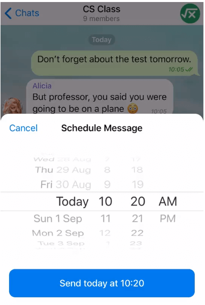 Telegram 5.11 planbare Nachrichten