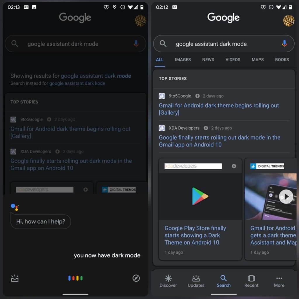 Google App Dark Mode