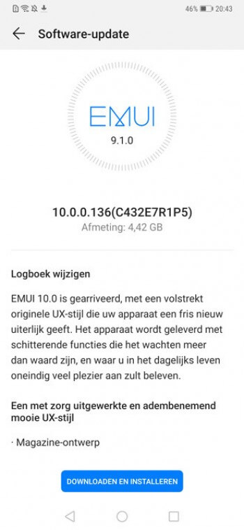 Huawei Mate 20 Pro Android 10 EMUI 10 Update Niederlande