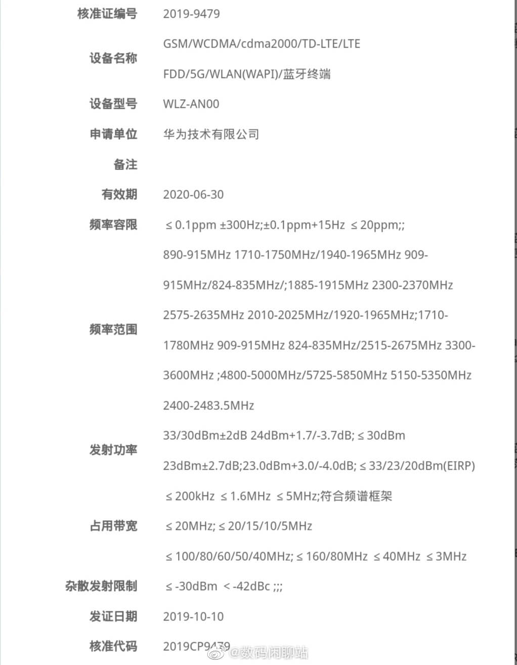 Huawei Nova 6 5G Certification