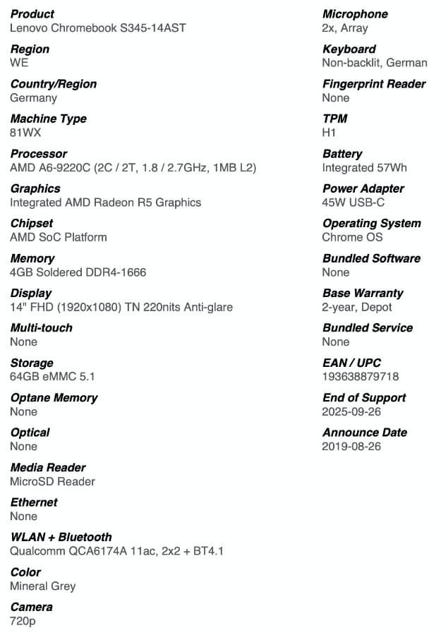 Lenovo Chromebook S345