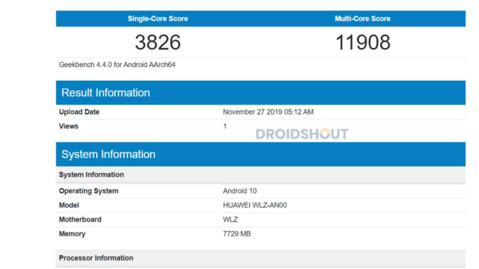 Huawei Nova 6 Geekbench