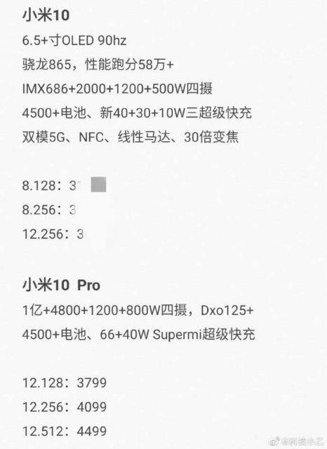 Xiaomi Mi 10 und Xiaomi Mi 10 Pro Specs