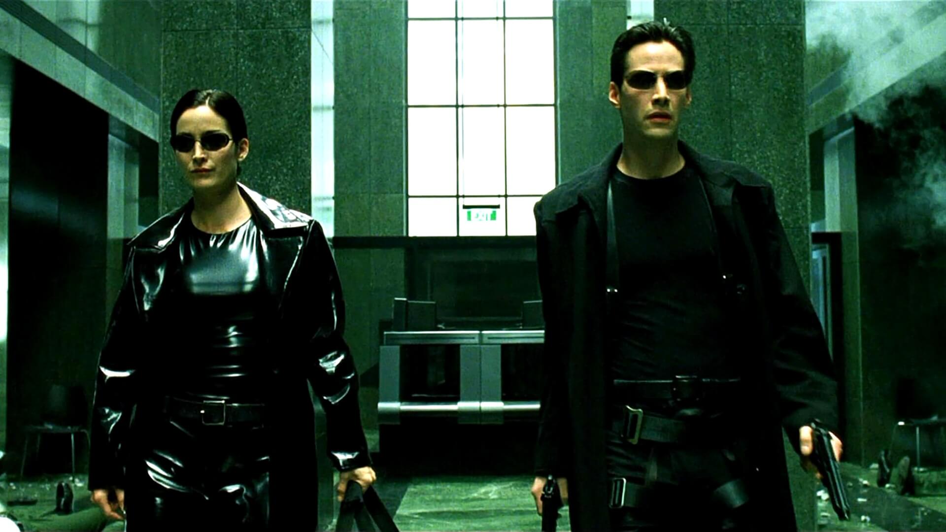 Keanu Reeves und Carrie Anne Moss in The Matrix